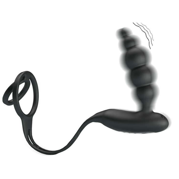 Cockring double + plug vibrant bulbeux — Vibration penis sleeve III