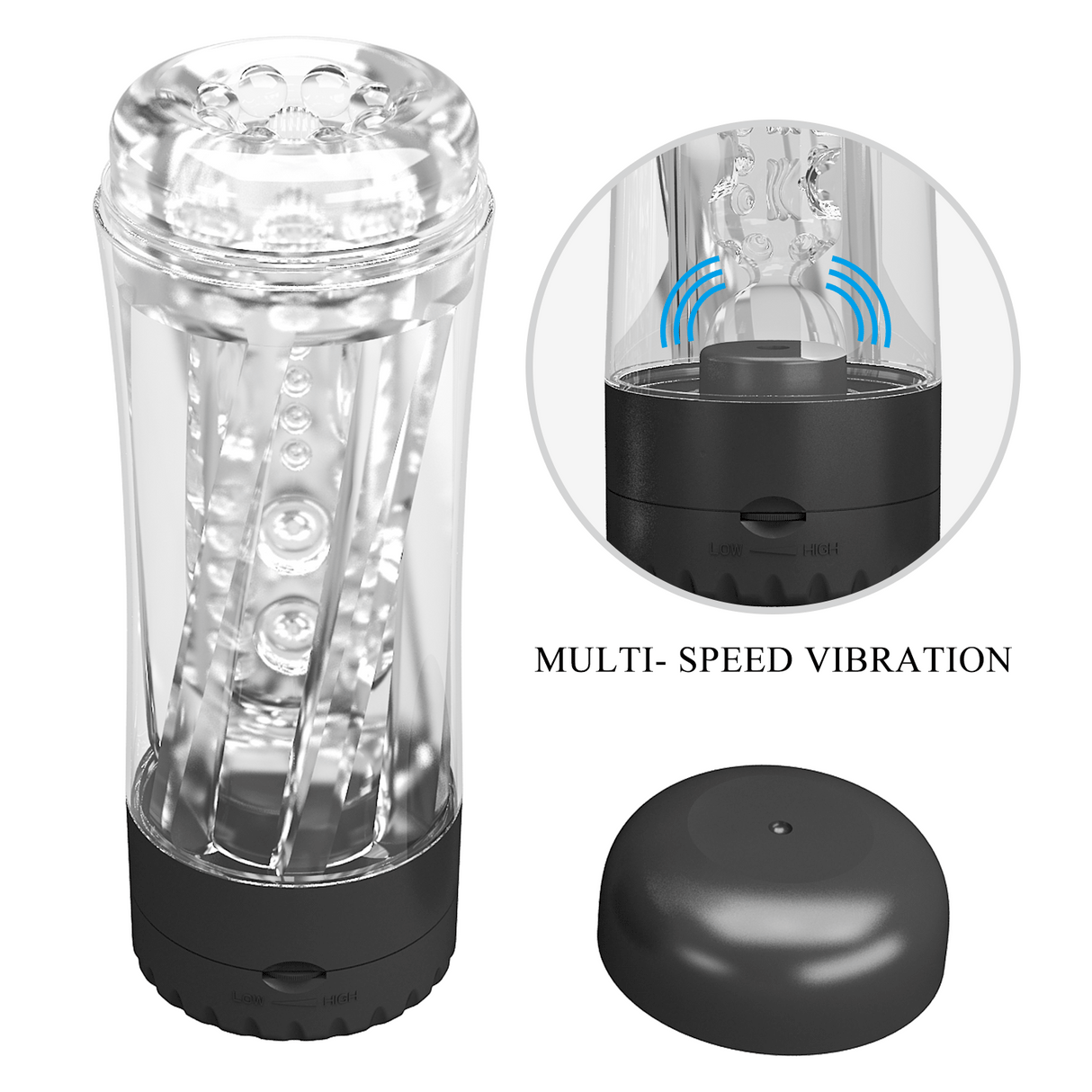Transparenter strukturierter Vibrationsmasturbator, 19 cm – Tamara