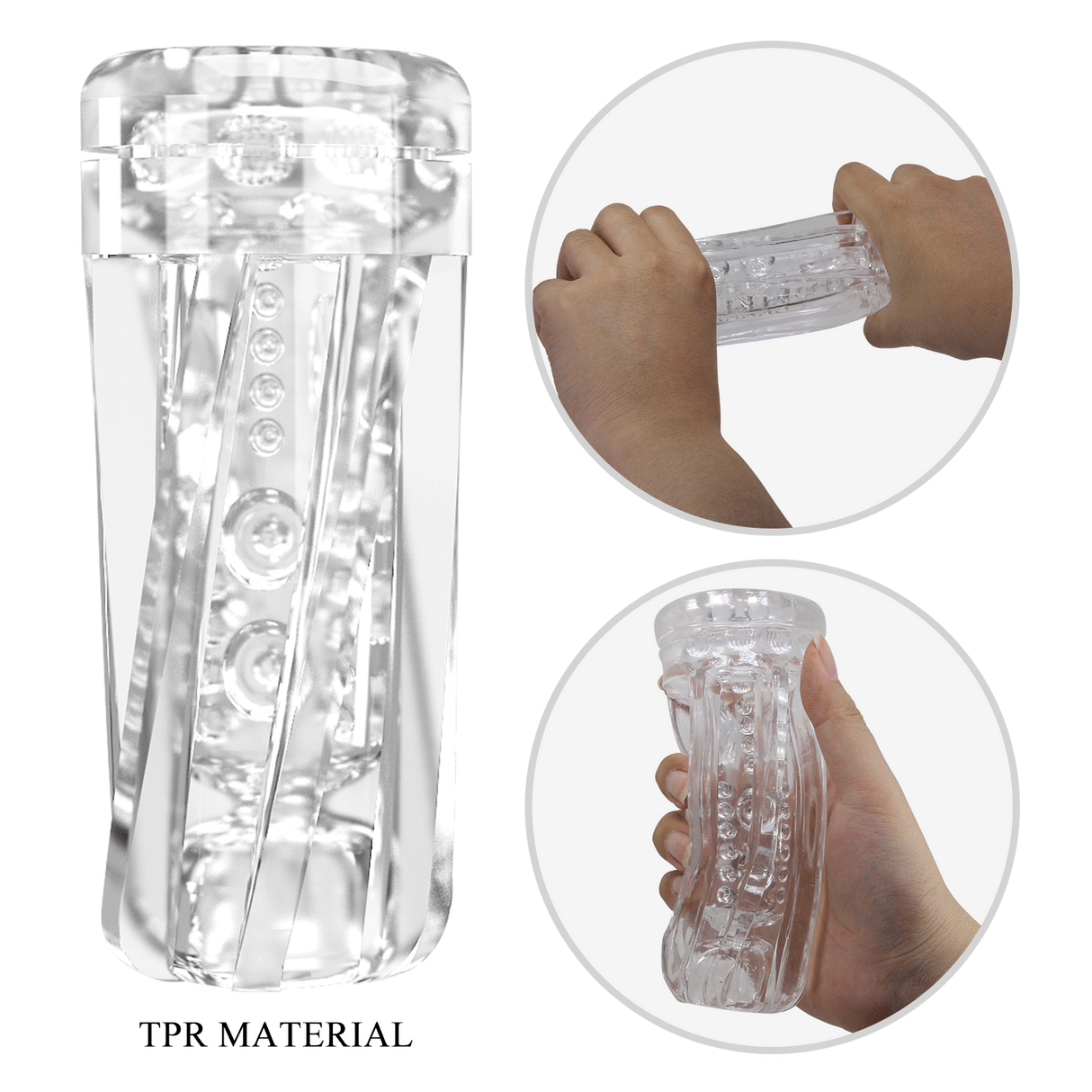Transparenter strukturierter Vibrationsmasturbator, 19 cm – Tamara