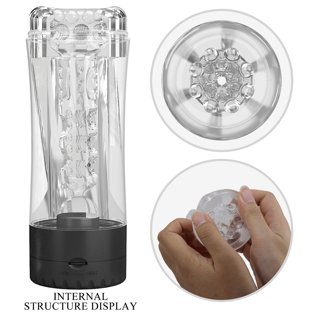 Transparenter strukturierter Vibrationsmasturbator, 19 cm – Tamara