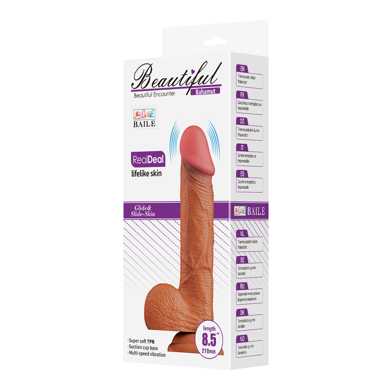 Elastischer hautähnlicher Vibrationsdildo, 21,8 cm — Bahamut