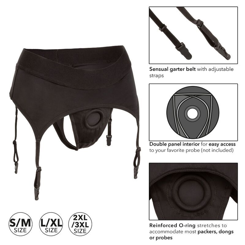 Harnais string avec jarretières taille L/XL — gros plan