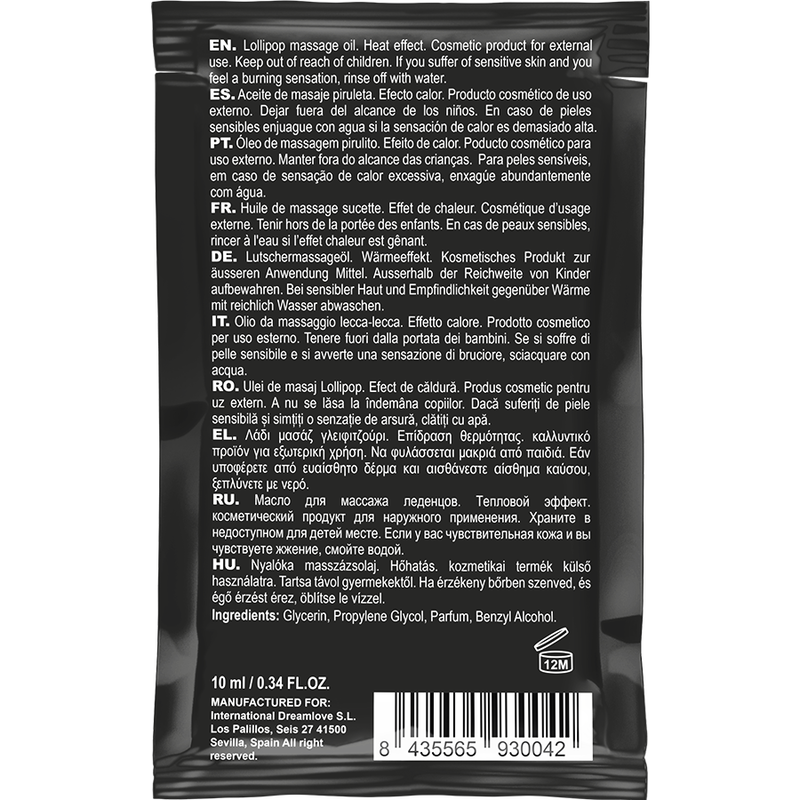 COQUETTE CHIC DESIRE HUILE DE MASSAGE KISSABLE DE POCHE AVEC SUCETTE EFFET CHALEUR 10 ML