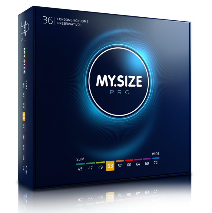 Mug pénis My Size Pro Préservatifs sur mesure 53 mm — My.Size Pro (lot de 36) vu de face