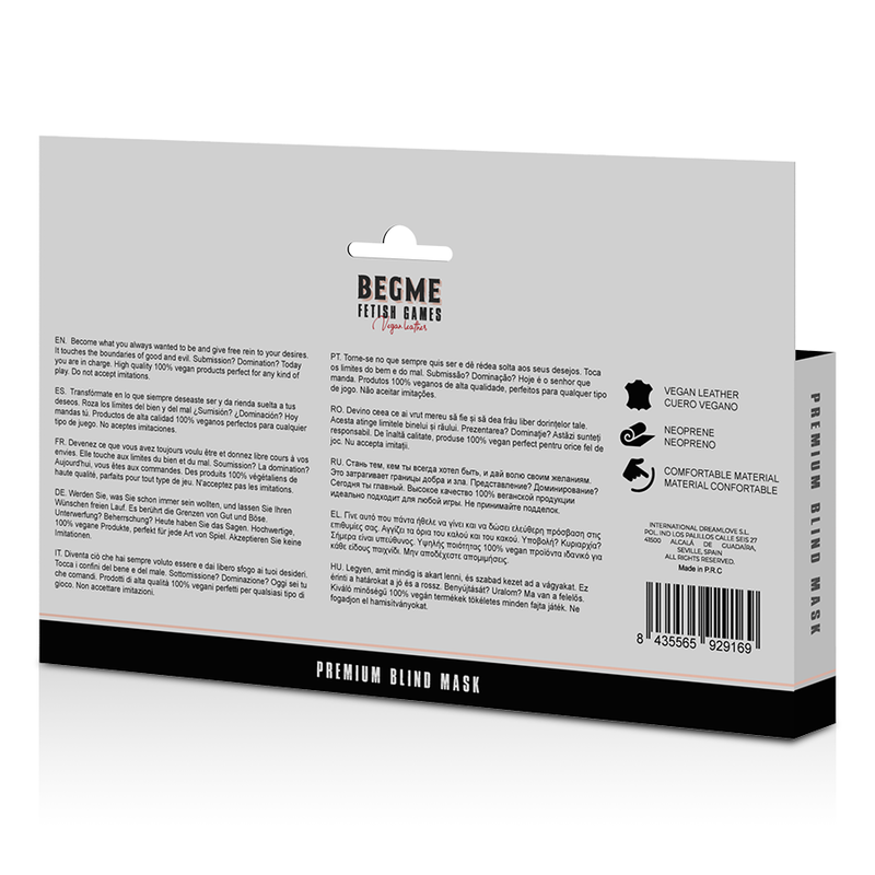 BEGME MASQUE AVEUGLE PREMIUM EDITION ROUGE AVEC DOUBLURE EN NEOPRENE