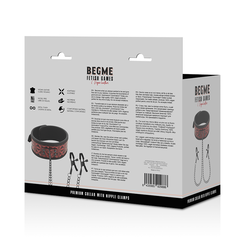 BEGME COLLIER EDITION ROUGE AVEC PINCES TELEMON AVEC DOUBLURE EN NEOPRENE