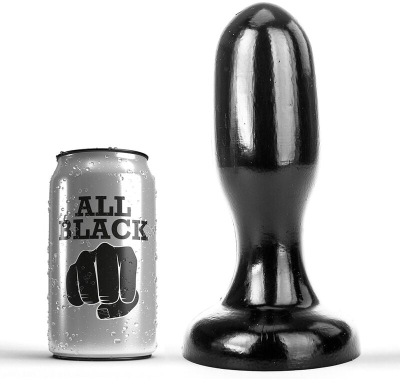 Plug anal Plug bulbe arrondi lisse 19,5 cm diamètre 6 cm en PVC noir 19.5 cm vu de face