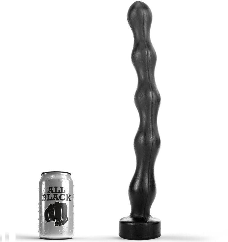 Chapelet anal 5 boules ondulées 41,5 cm en PVC noir 41.5 cm vu de face