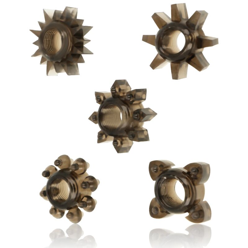 OHMAMA LOT DE 5 ANNEAUX TESTICULES ET PENIS EN SILICONE
