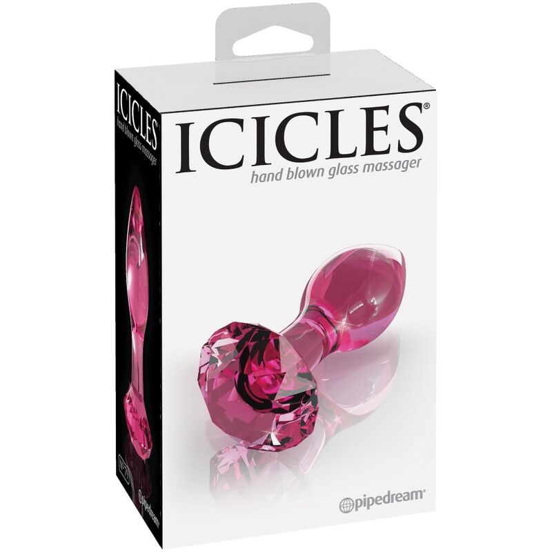 Plug anal verre soufflé rose à facettes — emballage