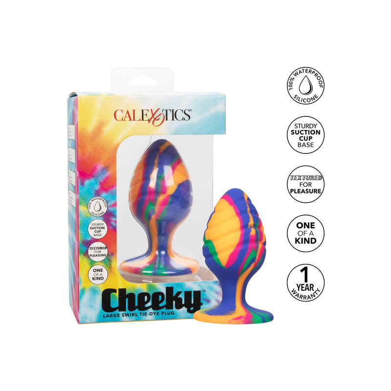 Plug spiralé silicone tie-dye avec ventouse — gros plan