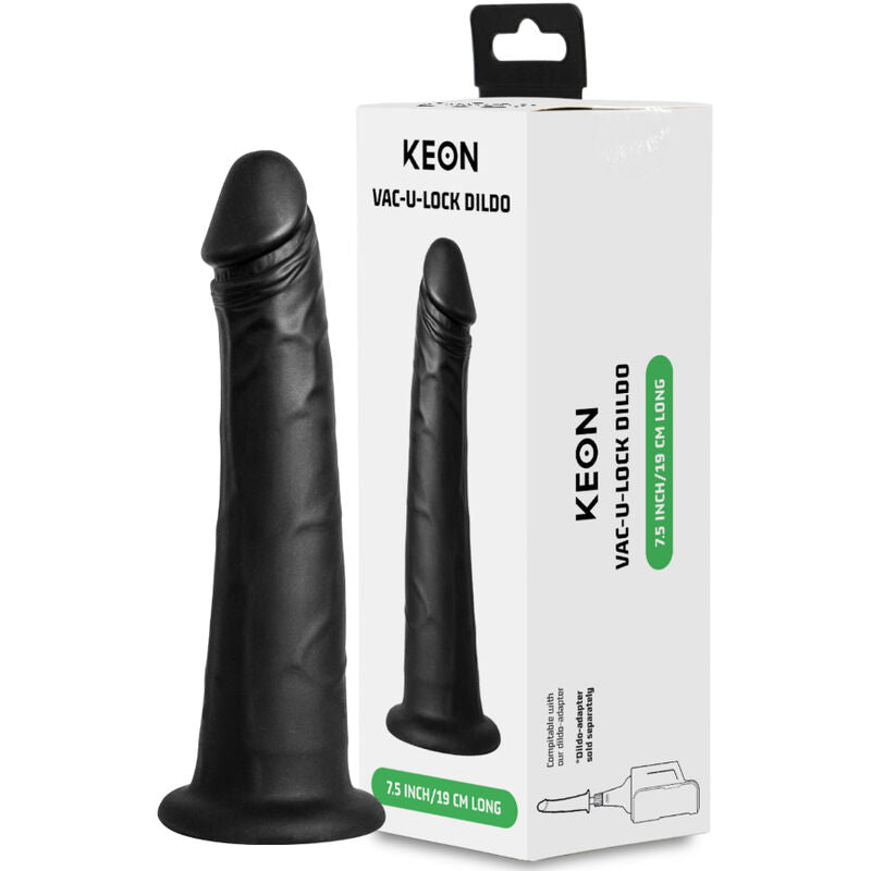 Gode réaliste silicone noir 19 cm — Keon Vac-U-Lock — vue du produit