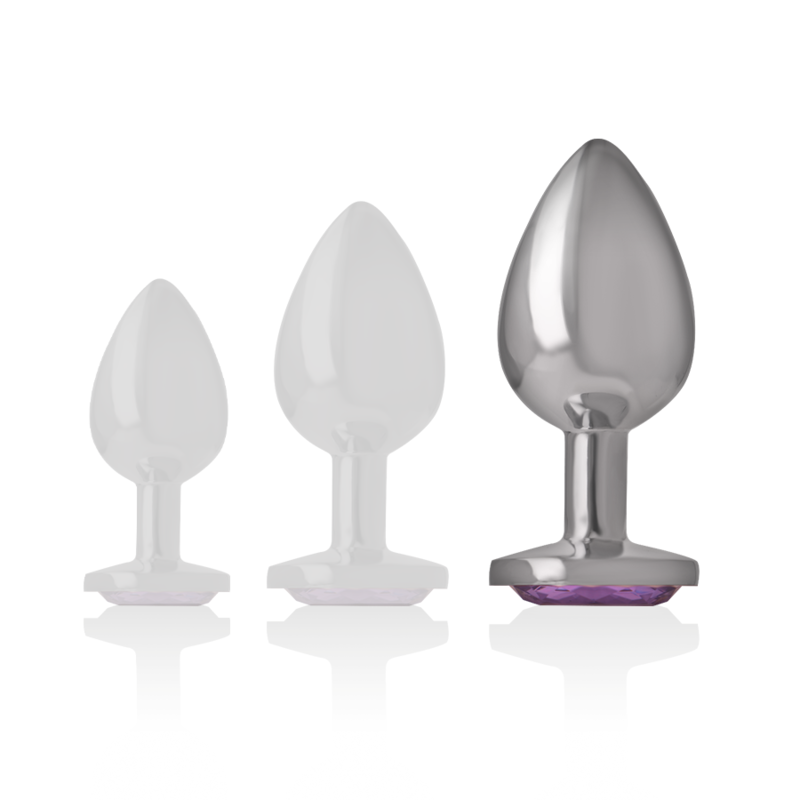 Plug métal strass violet 9.3 cm taille L — vue de profil