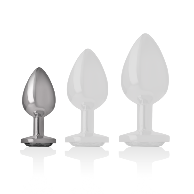 INTENSE PLUG ANAL EN METAL ALUMINIUM AVEC CRISTAL NOIR TAILLE S