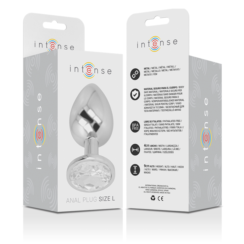INTENSE PLUG ANAL EN METAL ALUMINIUM AVEC CRISTAL DARGENT TAILLE L