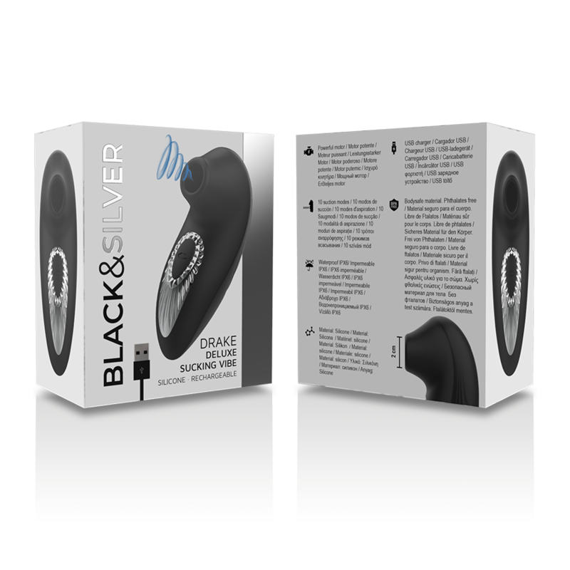 BLACKSILVER DRAKE DELUXE SUCKING VIBE RECHARGEABLE SILICONE NOIR