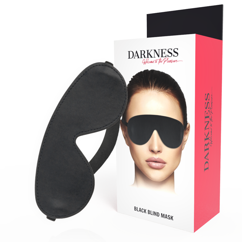 Harnais Bandeau occultant sur les yeux, simili-cuir noir en Cuir végan noir vu de face