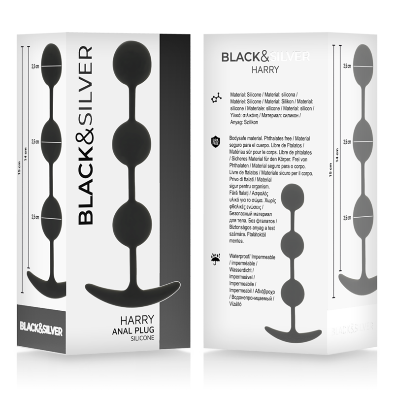 BLACKSILVER CHAPELET ANAL HARRY 3 SPHERES EN SILICONE 14 CM