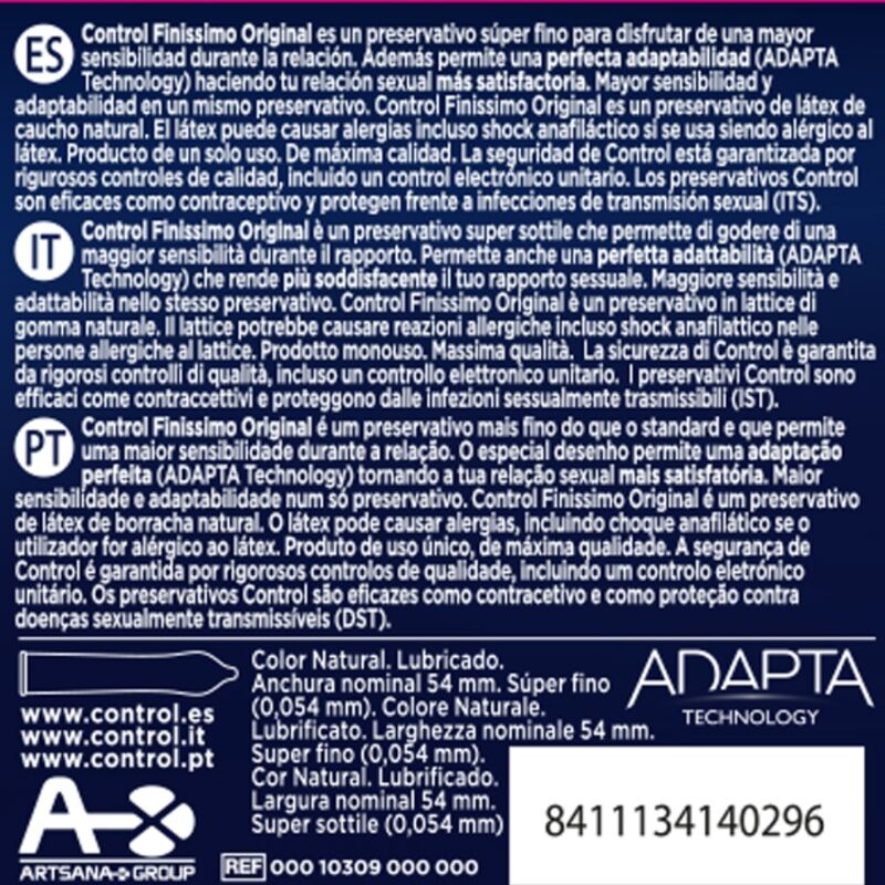 CONTROL PRESERVATIFS FINISSIMO 3 UNITES