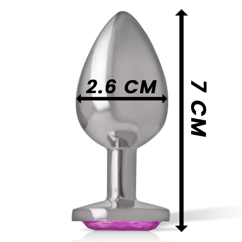 Diagram van de roze hartplug maat S: totale lengte 7 cm en lichaamsdiameter 2,6 cm