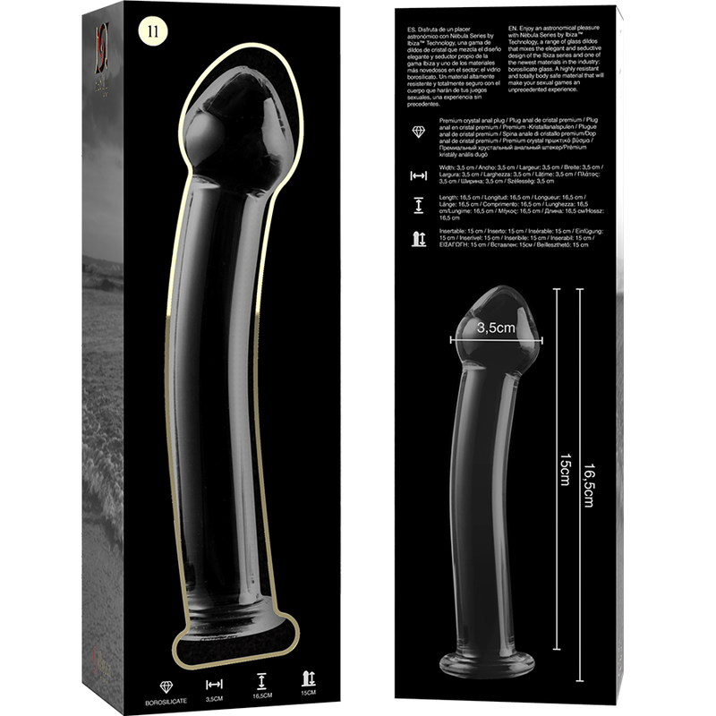 Gode en verre Ø 3 cm épais 16 cm — en situation