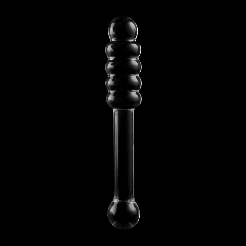 Gode verre double embout ondulé 20,5 cm — emballage