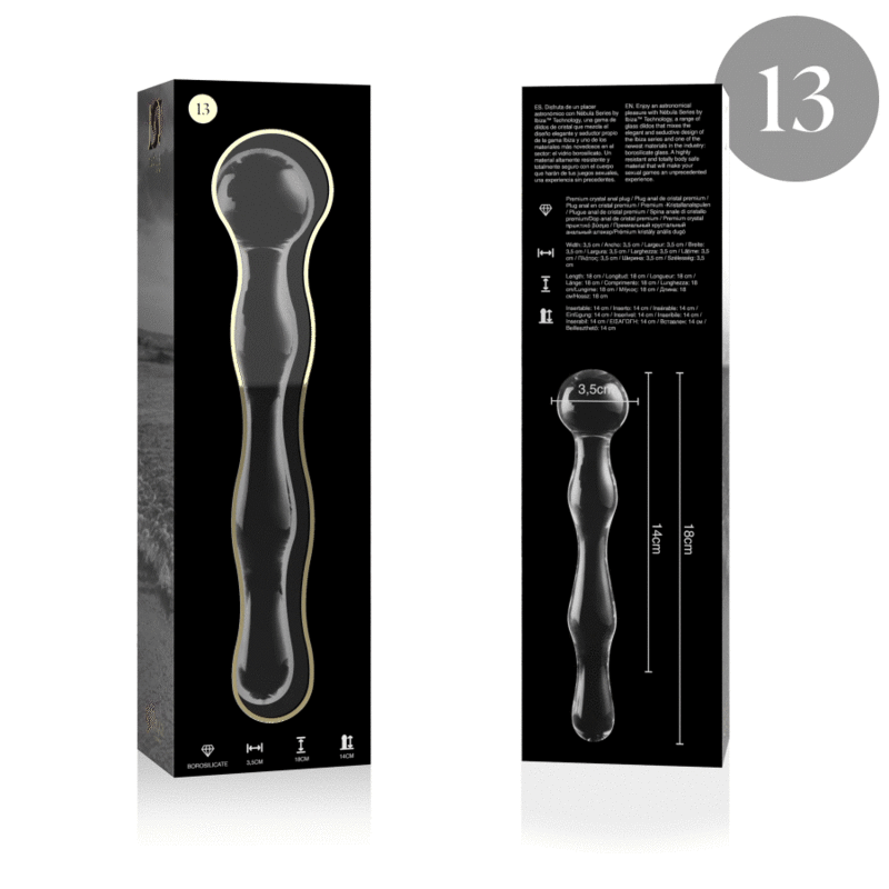 Gode en verre droit 18 cm Ø 3,5 cm — Nebula N.13 · Nebula Series By Ibiza · Godes sans vibration