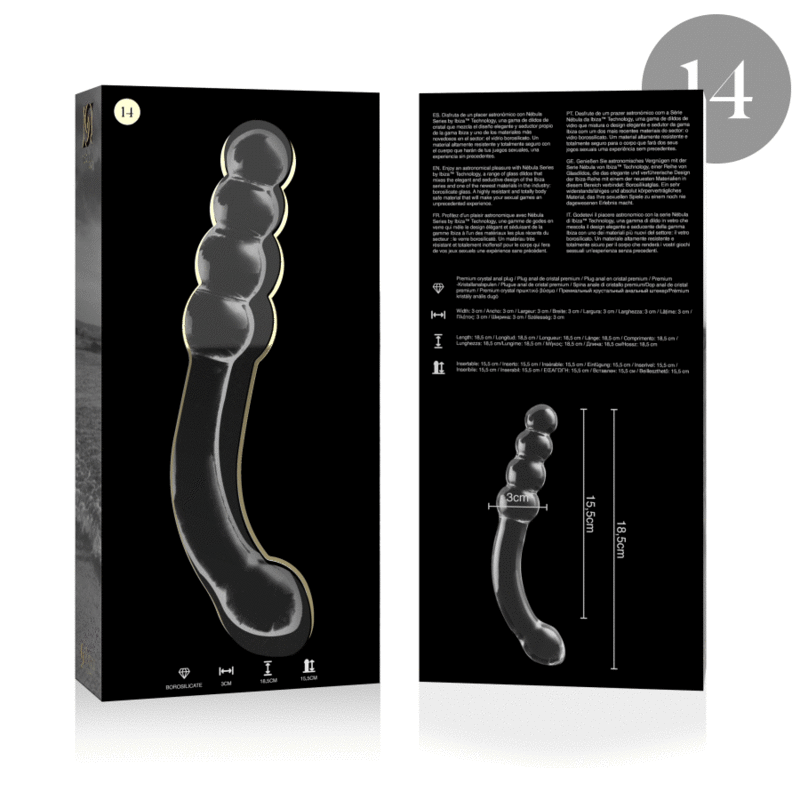 Gode verre courbé double embout prostate 18,5 cm — gros plan