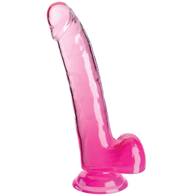 KING COCK CLEAR GODE AVEC TESTICULES 203 CM ROSE