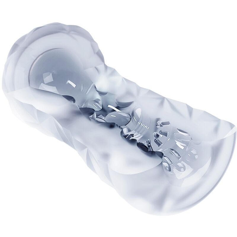 Masturbateur transparent spirale + balle texturée — texture visible