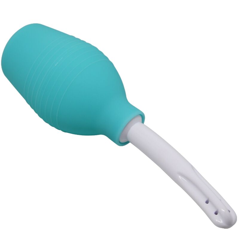 Poire de lavement anal caoutchouc bleu — gros plan