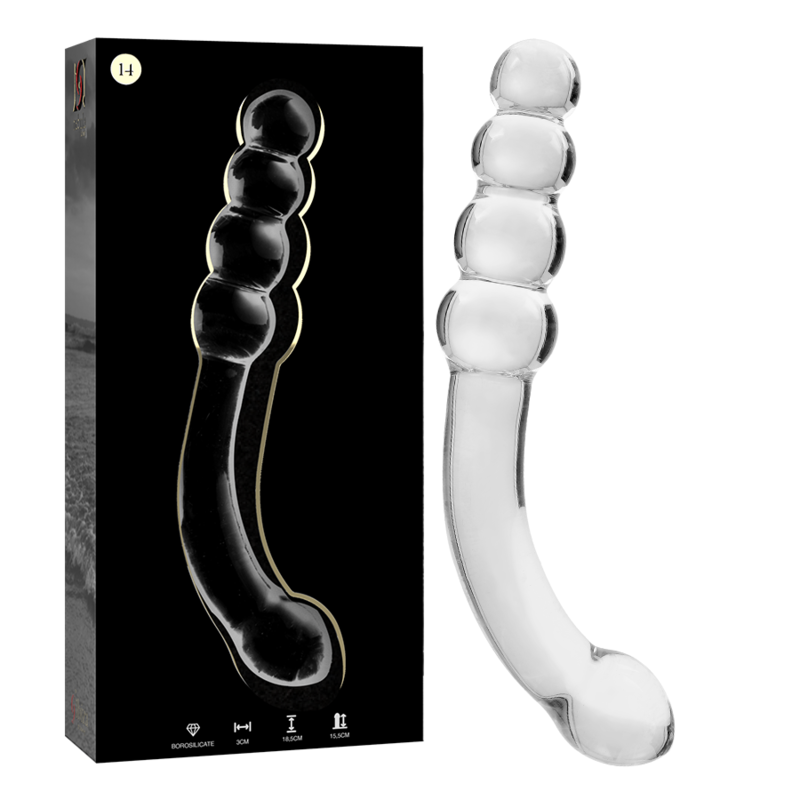 Gode verre courbé double embout prostate 18,5 cm — Nebula N.14 · Nebula Series By Ibiza · Godes sans vibration