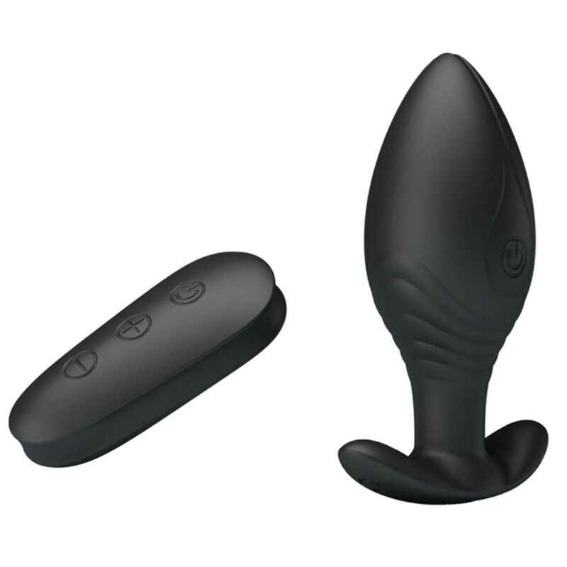 Schwarzer Regina Vibrations-Analplug — Seitenansicht