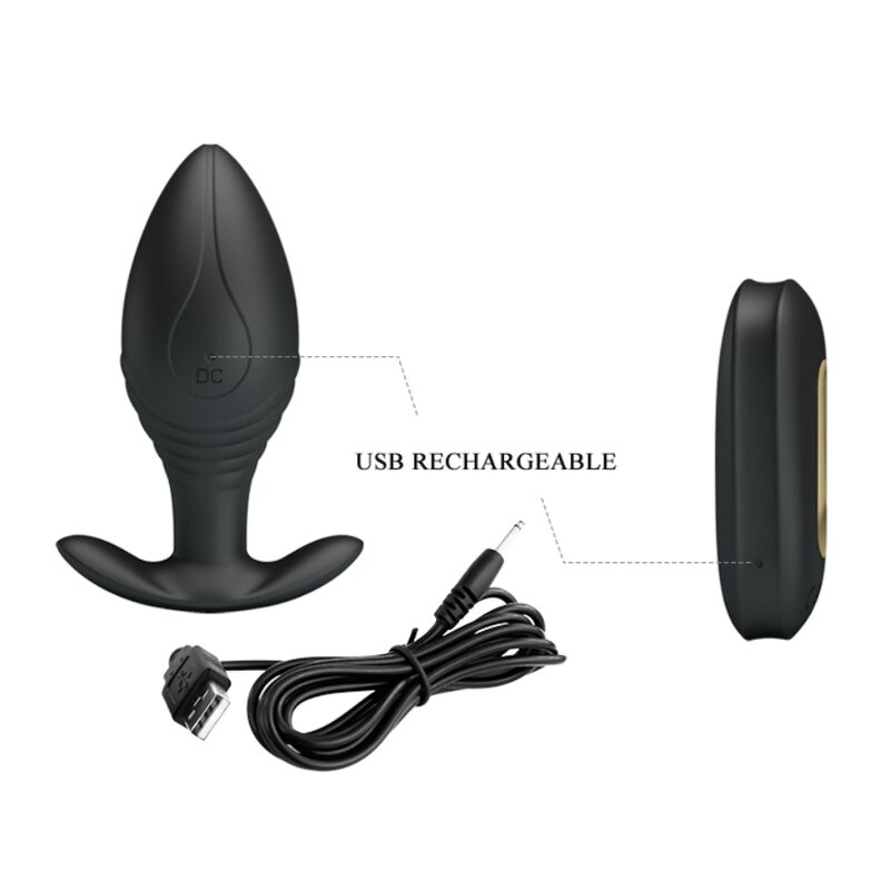 Schwarzer Regina Vibrations-Analplug — Pretty Love Verpackung