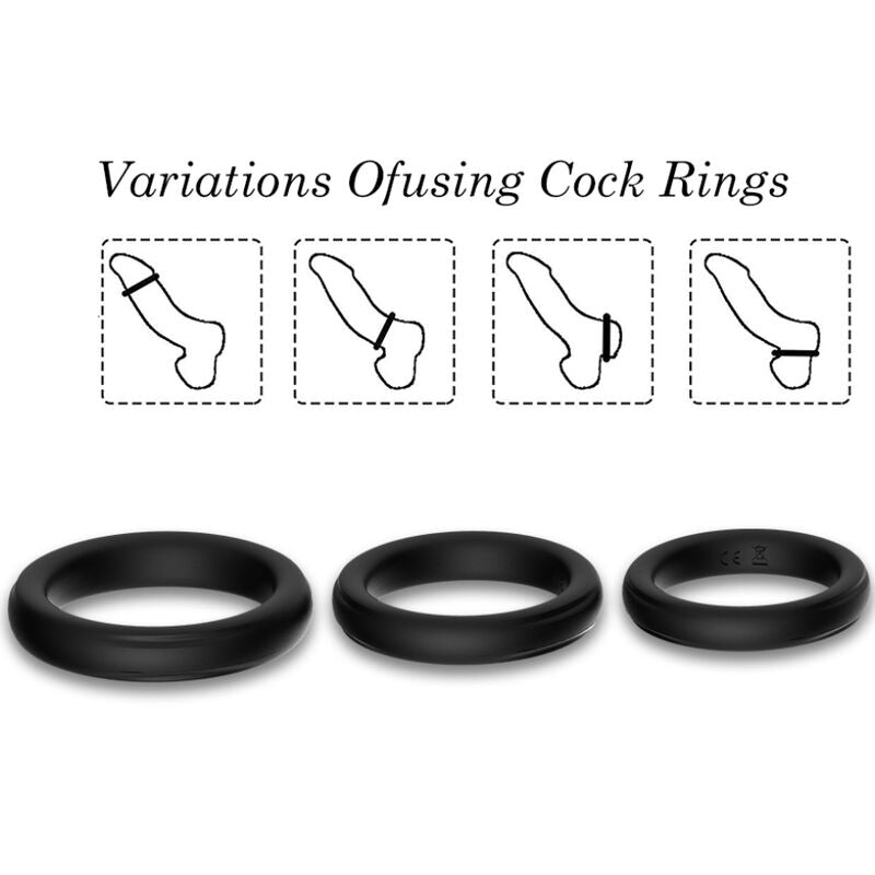 ARMONY BAGUE TRIPLE SILICONE NOIRE