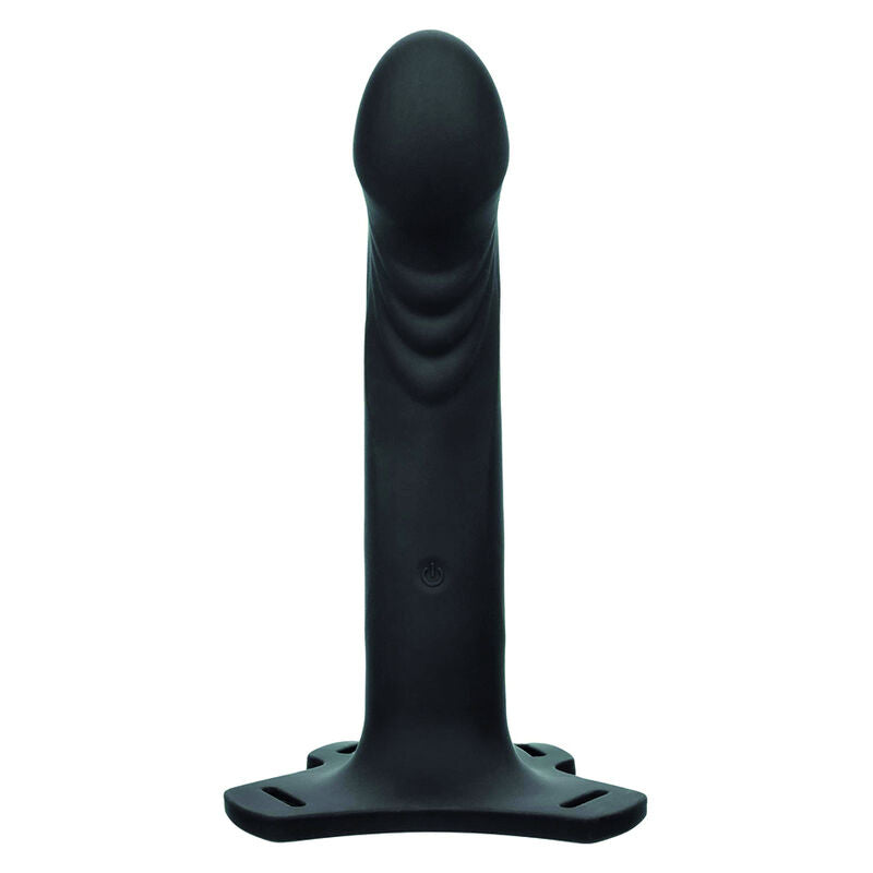 Harnais vibrant silicone avec sonde prostatique 16 cm — texture visible