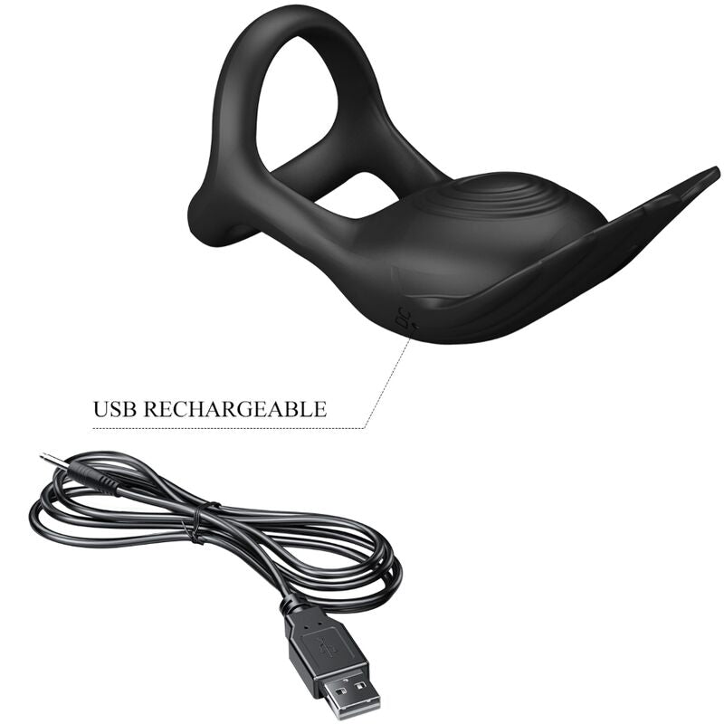 PRETTY LOVE SILAS ANNEAU PENIS VIBRANT 7 VIBRATIONS SILICONE NOIR