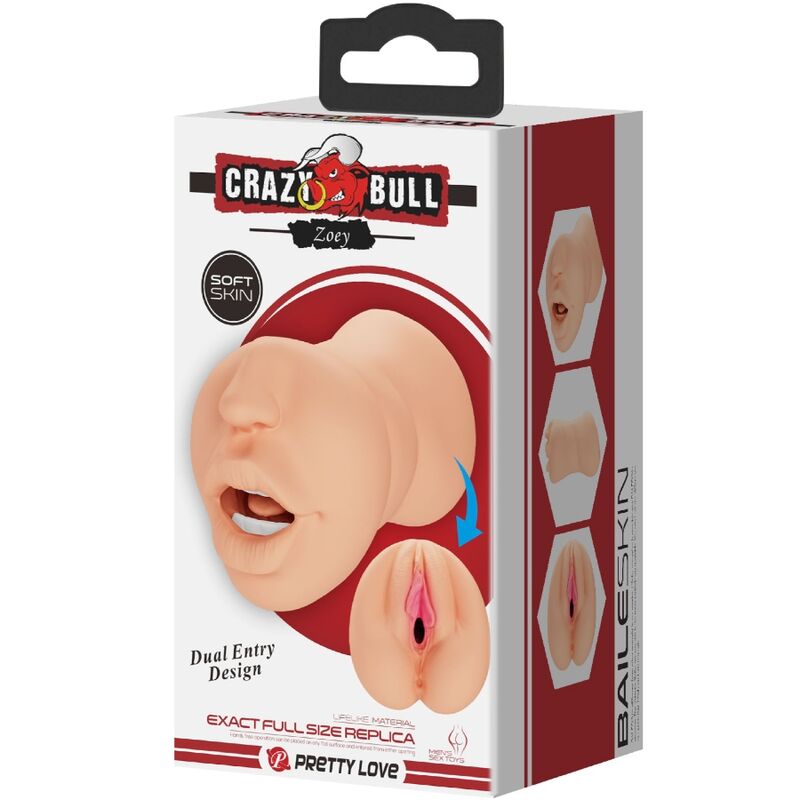 Hautfarbener Zoey Masturbator mit zwei Öffnungen — Crazy Bull Verpackung