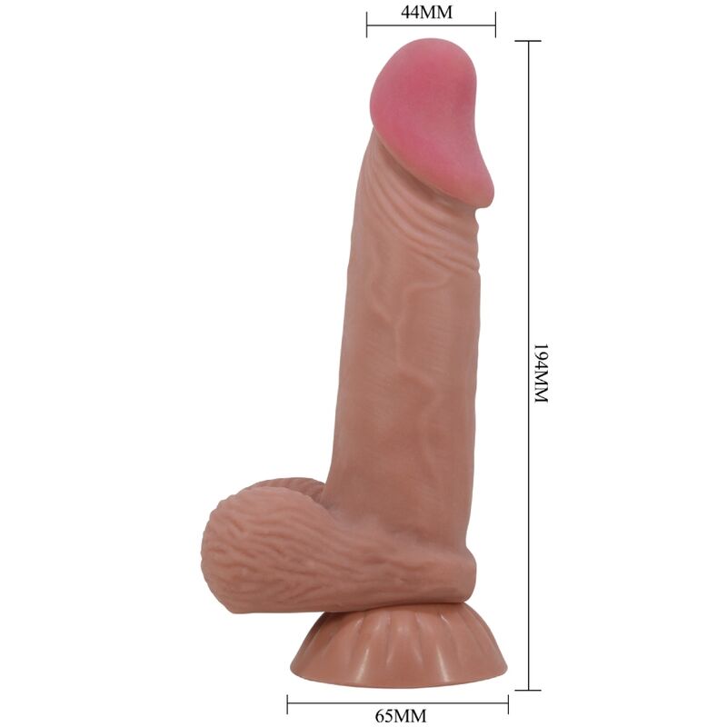 Gode réaliste peau coulissante 19,4 cm avec testicules — texture visible