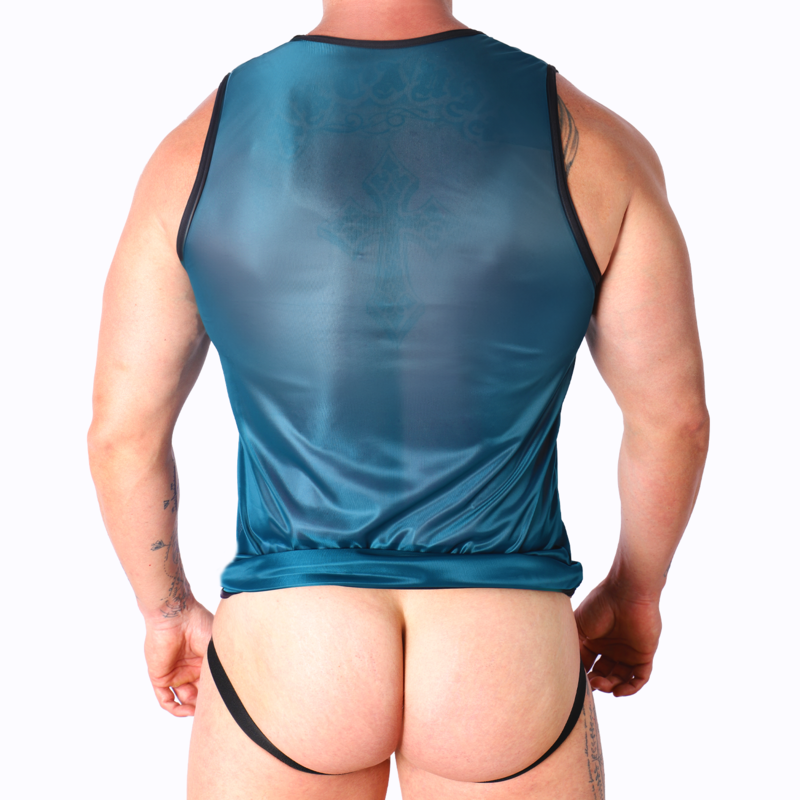 Débardeur sport semi-transparent vert — vue détaillée