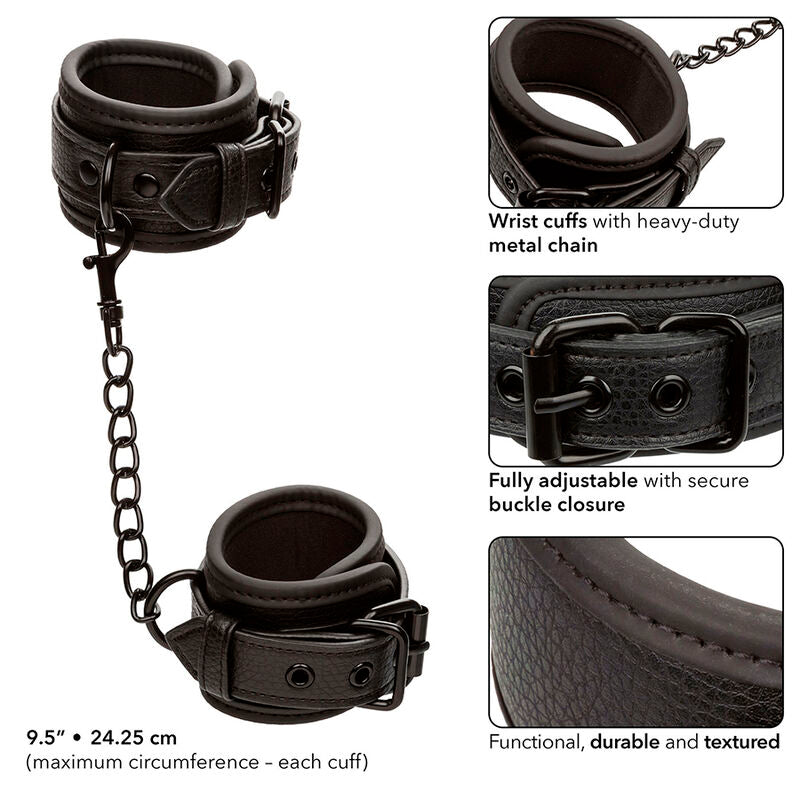 CALEXOTICS NOCTURNAL POIGNETS EN CUIR REGLABLES NOIRS