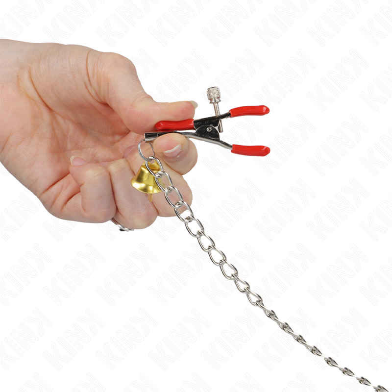 KINK PINCES A TAMELON ET CLITO BELL TRIPLE ROUGE AVEC CHAINE 30 CM