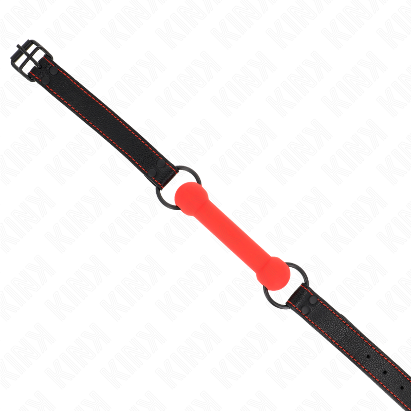 KINK GAG EN OS AVEC SANGLE EN CUIRETTE ROUGE AJUSTABLE 41 57 CM