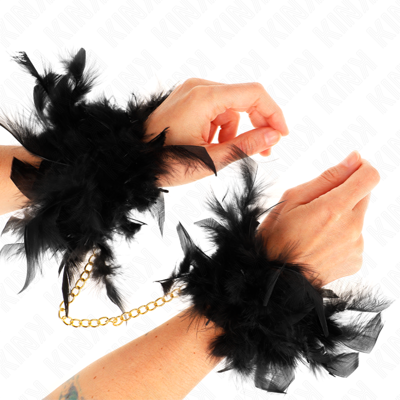 KINK MANCHETTES EN PLUME AVEC CHAINE OR MODELE 1