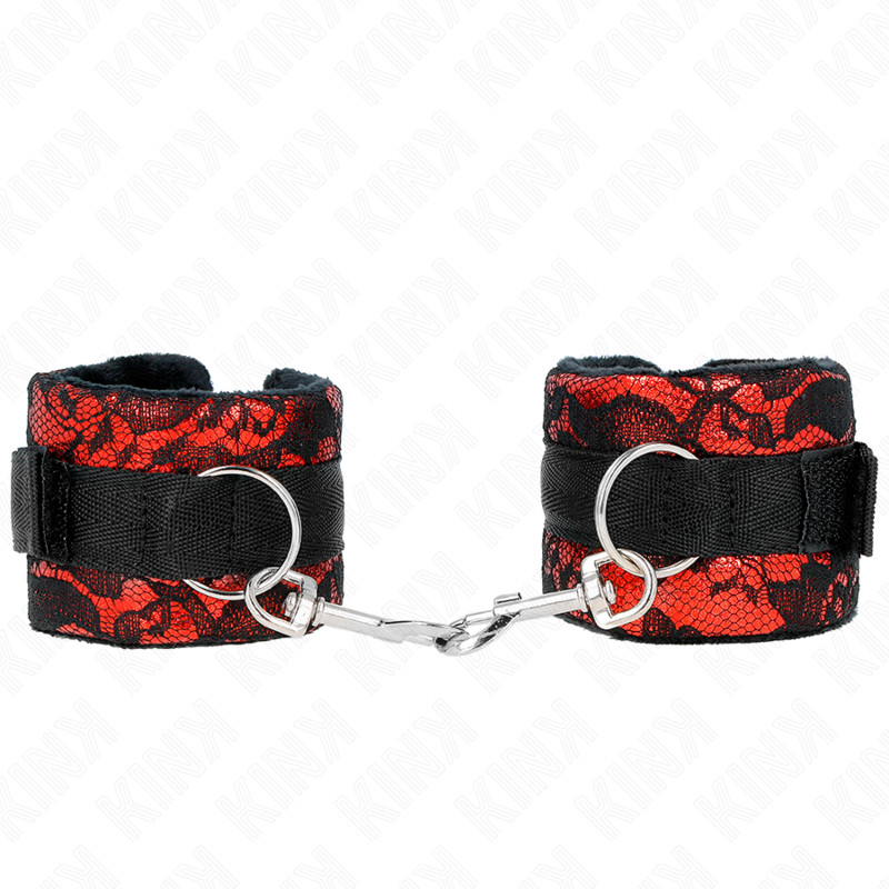 KINK ATTENTES POIGNETS COURTES EN DENTELLE DE VELOURS ET RELIURE EN NYLON ROUGE NOIR 23 X 65 CM
