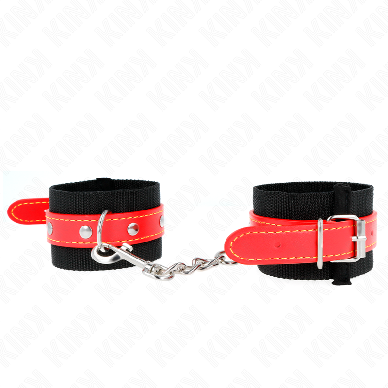 KINK APPUI POIGNETS EN NYLON NOIR AVEC CUIR ROUGE AJUSTABLE 19 24 CM X 55 CM