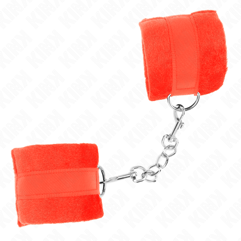 KINK MANCHETTES DEBUTANT EN FOURRURE ROUGE 30 X 7 CM