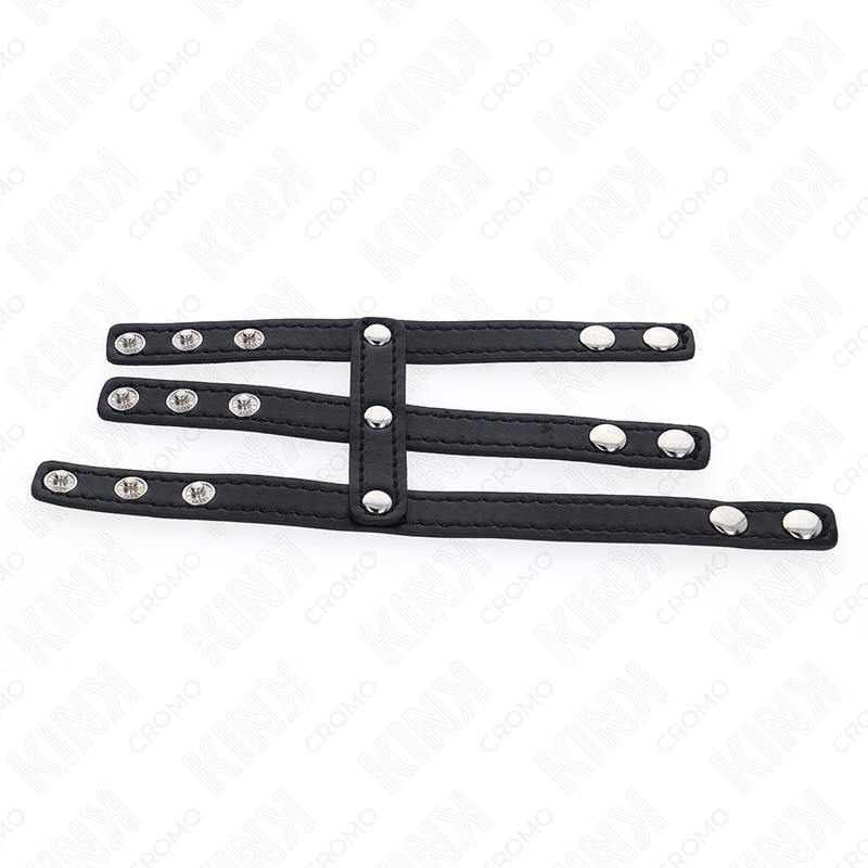 Triple cockring cuir avec boutons à pression — autre angle
