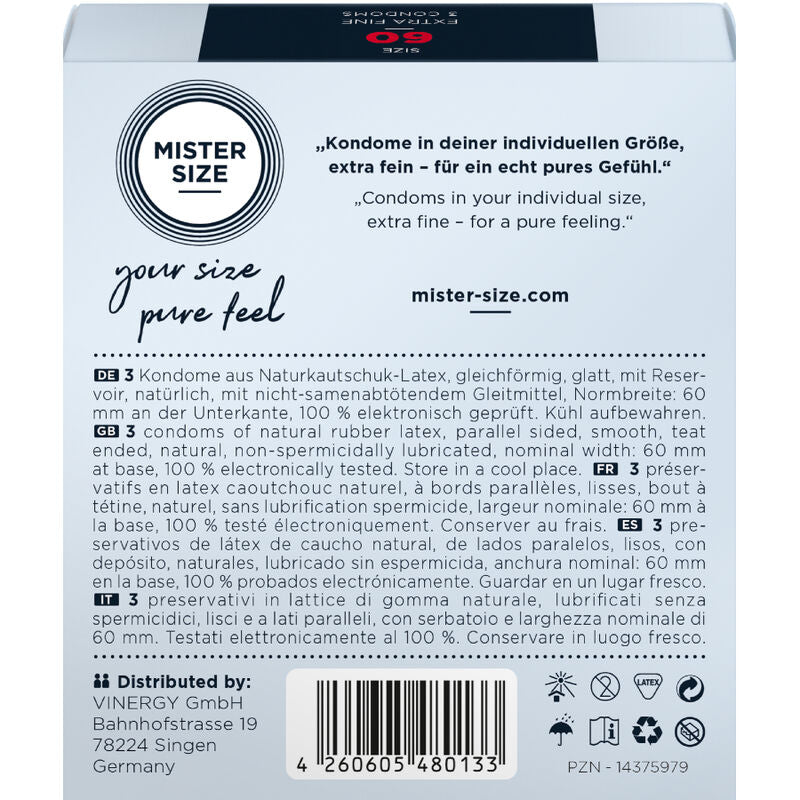 MISTER SIZE PRESERVATIF TAILLE XL 60 MM 3 UNITES