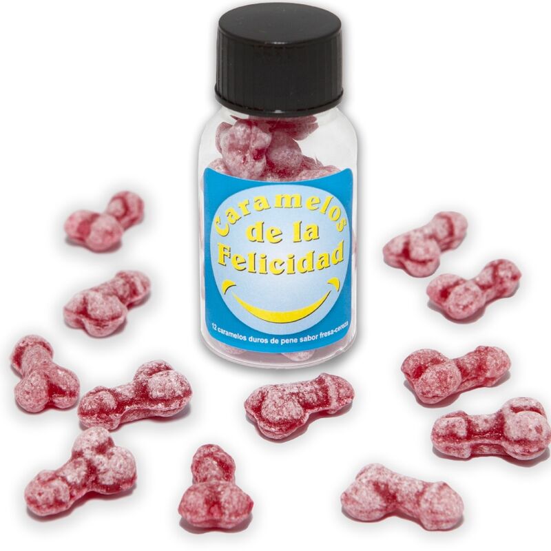 DIABLO PICANTE POT DE 12 BONBONS HAPPY PENIS AUX FRAISE CERISE